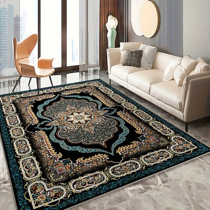 Large Bohemian Floral Velvet Mat with Non-Slip Backing & Shedding-Resistant - Machine-Washable Modern Mat for Living Room, Bedroom, Kitchen, Office - 100% Polyester Durable Floor Mat, Rugs for Living Room, Decorative Pattern, Machinewashable Fabric, Bedro