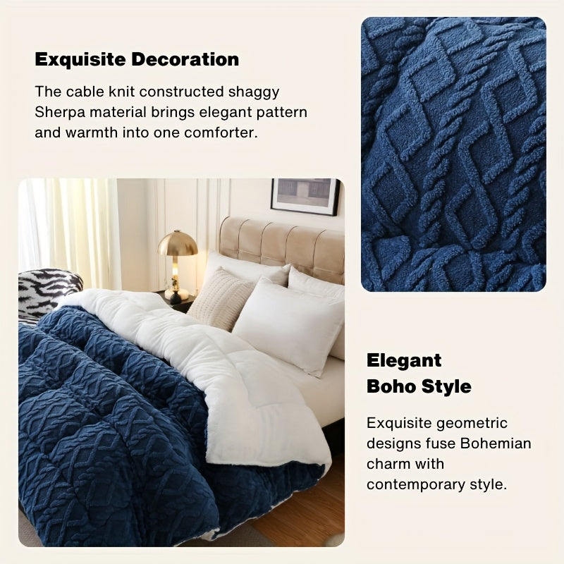 1pc Luxurious Taffeta Comforter, Extra Thick And Soft Plush Sherpa, Double-sided Thick, 500gsm Filling Extra Thick Warm For Autumn And Winter, Gift, Home Decor