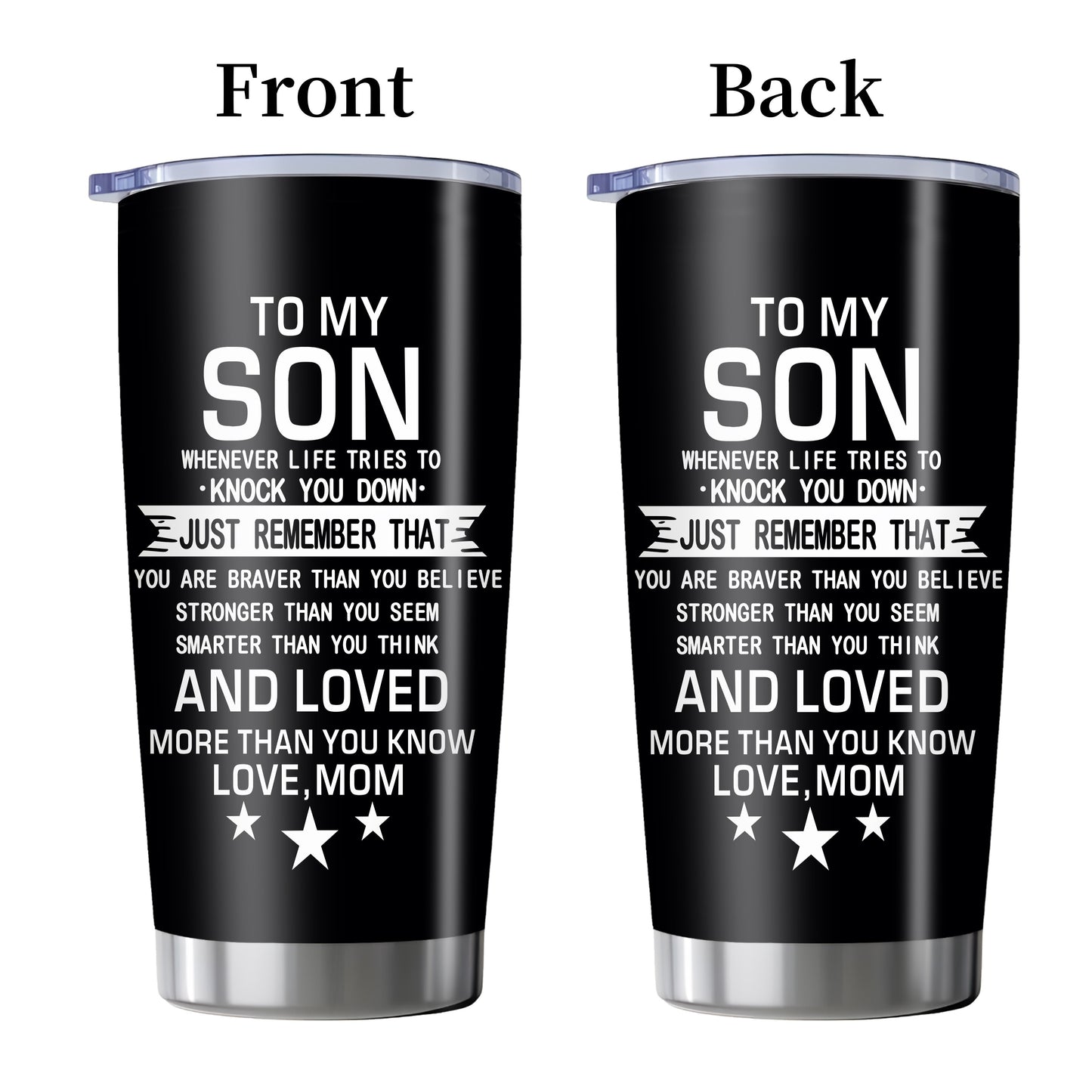 1pc 20oz Back to School Gift for Son Tumbler From Mom, Inspirational Encouragement Quote Travel Mug, College Dorm High School Moving Away Present for Young Men, Insulated Stainless Steel Car Cup