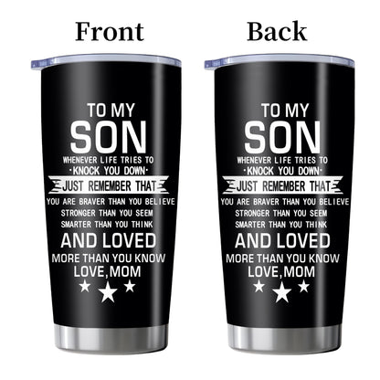 1pc 20oz Back to School Gift for Son Tumbler From Mom, Inspirational Encouragement Quote Travel Mug, College Dorm High School Moving Away Present for Young Men, Insulated Stainless Steel Car Cup
