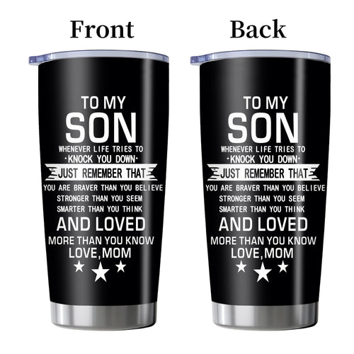 1pc 20oz Back to School Gift for Son Tumbler From Mom, Inspirational Encouragement Quote Travel Mug, College Dorm High School Moving Away Present for Young Men, Insulated Stainless Steel Car Cup