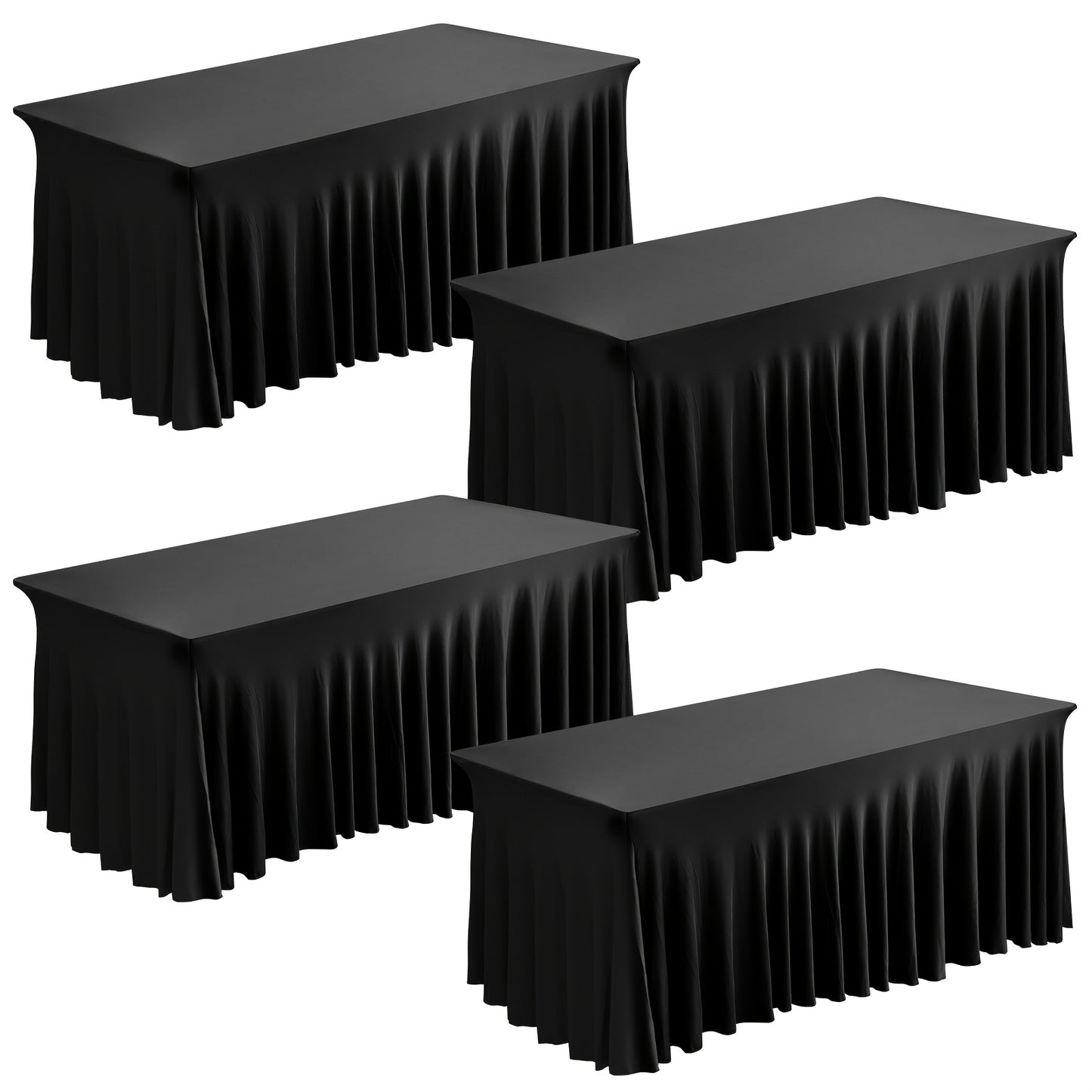 1pc/2pcs/4pcs Table Skirts, 4Ft/6Ft Table Cloth, Black/White Table Cloth Rectangle, for Rectangle Tables, Table Skirts for Rectangle Tables, Tulle Table Skirt, for Birthday, Graduation Ceremonies, Family Dinners, And Christmas
