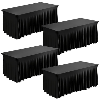 1pc/2pcs/4pcs Table Skirts, 4Ft/6Ft Table Cloth, Black/White Table Cloth Rectangle, for Rectangle Tables, Table Skirts for Rectangle Tables, Tulle Table Skirt, for Birthday, Graduation Ceremonies, Family Dinners, And Christmas