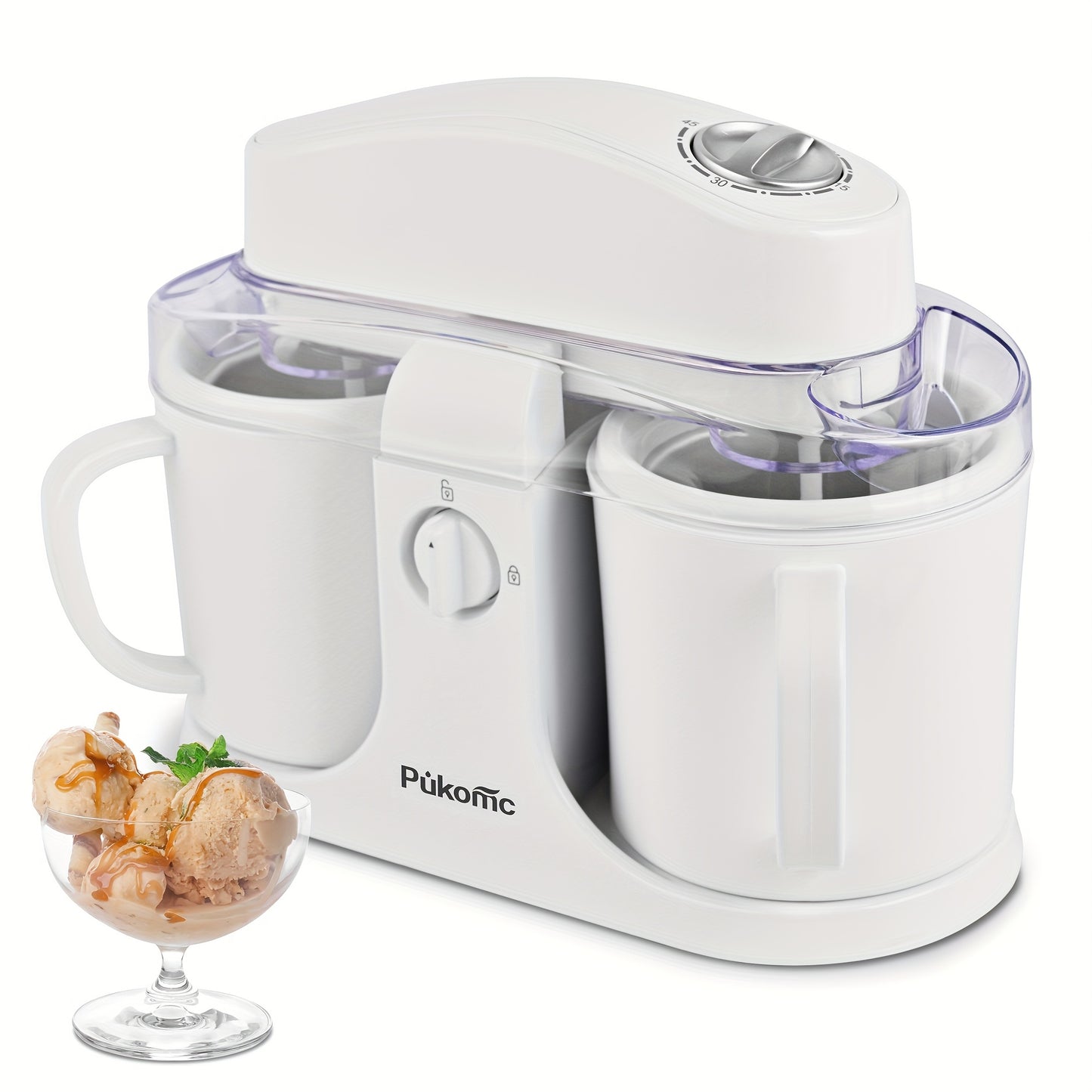 Homemade Delicious Ice Cream, Frozen Yogurt, and Fruit Smoothies, Easy to Make. 33.81oz Dual-cup Design, Detachable for Convenient Operation and Easy Cleaning, the Perfect Christmas Gift Choice!