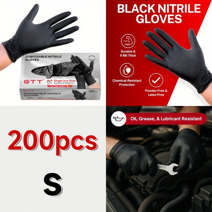 Black Nitrile Disposable Gloves, 200 Count Packaging, Flexible And Form-Fitting, Chemical, Grade -Free, Maintenance Team Use