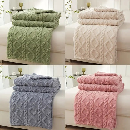 1pc Luxurious Fleece Blanket - Ultra-Soft 3D Plush With Dense Weave For Exceptional Warmth, Cozy Flannel Throw For Bed, Couch, Travel, And Outdoor Use - Versatile, Extra Warm, And Air-Conditioning Friendly Wrap, Best Gift for Christmas and Family, Suitabl