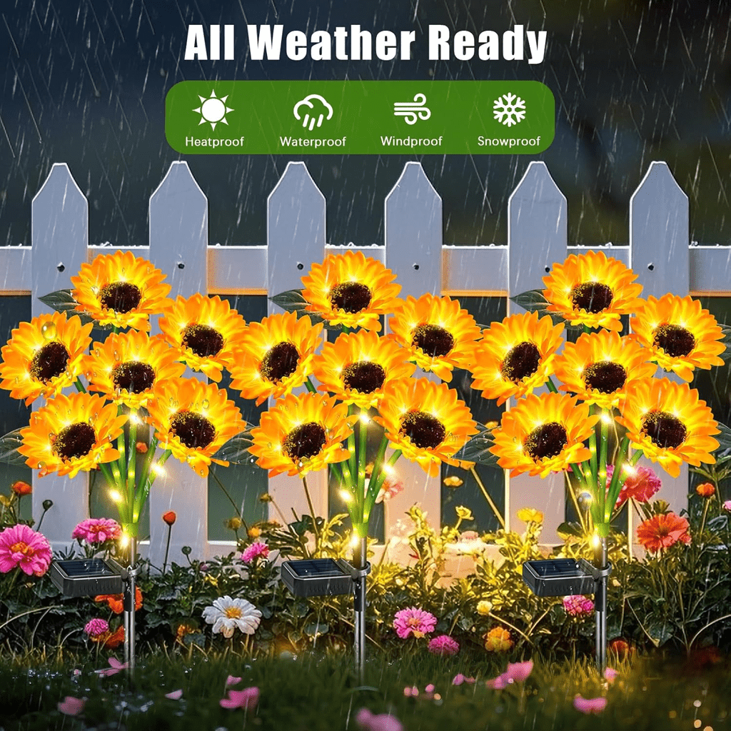 Sunflower Solar Light Outdoor Decoration, 2Pack - 3 Pack IP65 Waterproof Solar Sunflower Outdoor Lights for Garden Terrace, Flower Bed, Path, Gift for Ladies, Mom, Grandma, Father's day gift