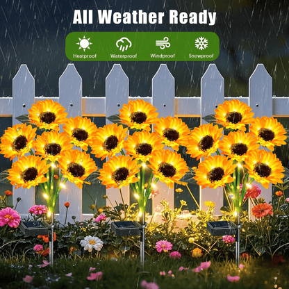 Sunflower Solar Light Outdoor Decoration, 2Pack - 3 Pack IP65 Waterproof Solar Sunflower Outdoor Lights for Garden Terrace, Flower Bed, Path, Gift for Ladies, Mom, Grandma, Father's day gift