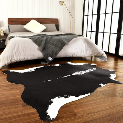 Imitation Cowhide Rug, 6.2 X 5.2 Feet, Animal Print Rug, Suitable for Bedroom Living Room, Western Style Decoration Dining Room Office Rug, Animal Skin Rug, Brown