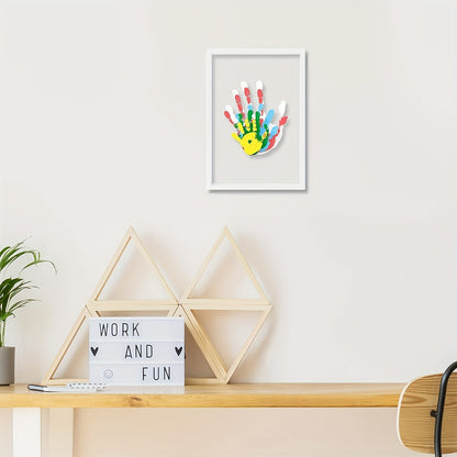 Gift For Her/Him Family Handprint Set, Including 4 Handprint Slots And 6 Colors, Family Handprint Set, Souvenir Frame, Memory Frame, Handprint, Family Gift, Gift, Mother'S Day Gift, Non-Toxic Pigment