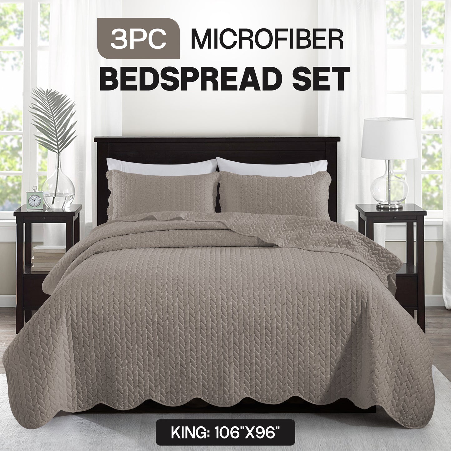 3pcs Bedspread Set Bedspreads with free Pillow Shams - Leaf Pattern Soft & Breathable Bedspread Lightweight Microfiber Bedspread - Modern Style Floral Pattern Coverlet For All Seasons - Christmas Gifts For Family And Friends (1 Bedspread, 1 Or 2 Pillow Sh