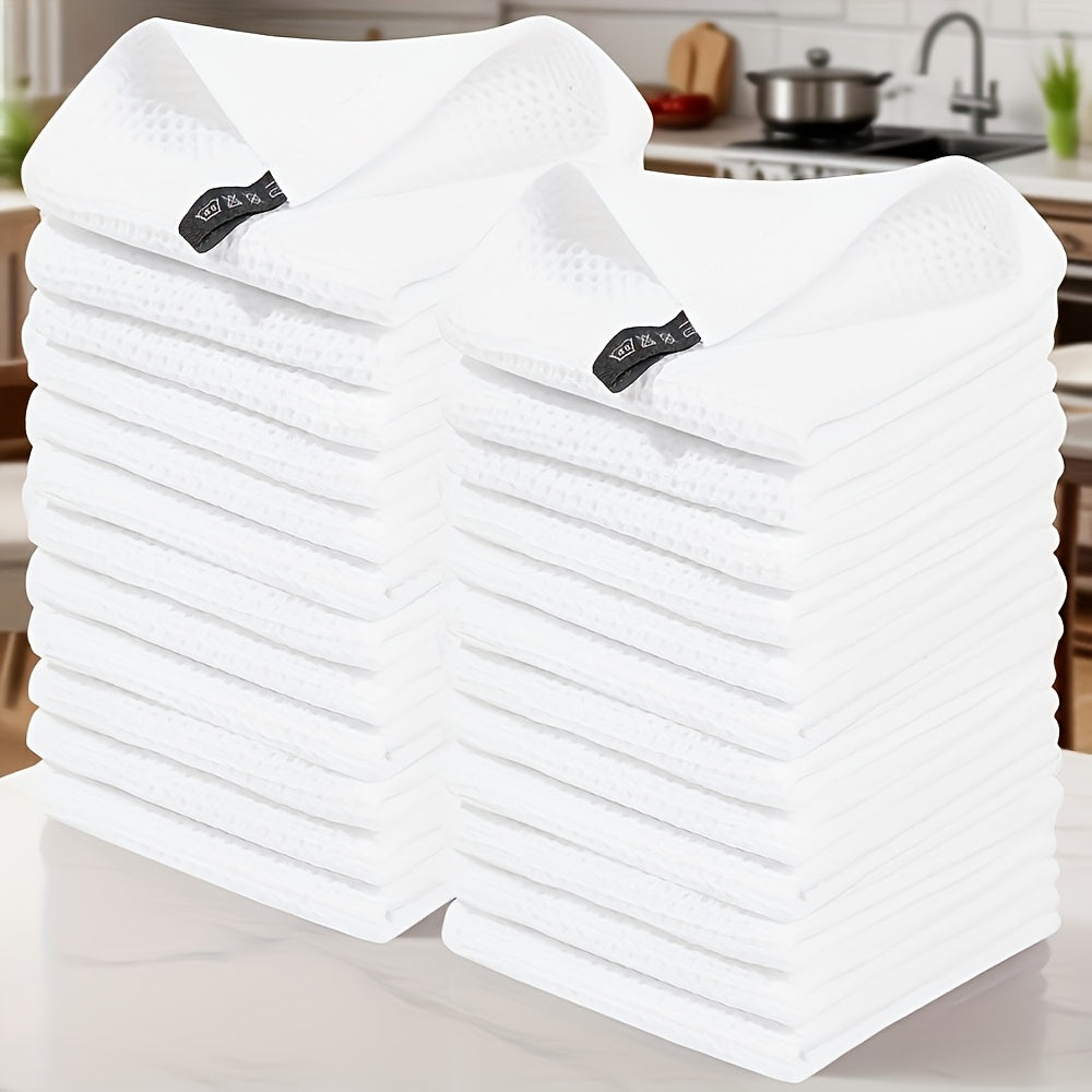 23pcs 100% Cotton Waffle Weave Kitchen Dish Cloths, Ultra Soft Absorbent Quick Drying Dish Towels, 12 X 12 Inches, Great for Cooking, Cleaning And Wiping Hands, Kitchen Decor And Accessories.