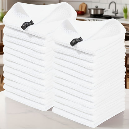 23pcs 100% Cotton Waffle Weave Kitchen Dish Cloths, Ultra Soft Absorbent Quick Drying Dish Towels, 12 X 12 Inches, Great for Cooking, Cleaning And Wiping Hands, Kitchen Decor And Accessories.