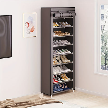 10-Tier Portable Shoe Storage Organizer Featuring a Nonwoven Fabric Cover, Perfect for Closets, Hallways, Bedrooms, And Entrances, Elegant Grey Design