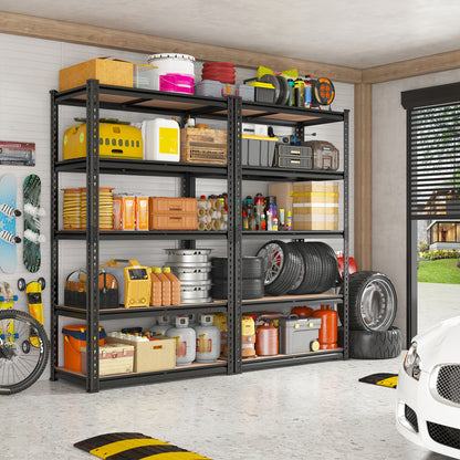 2000LBS Garage Shelving Storage Shelves Heavy Duty Shelving 5 Tier Metal Shelving Units For Garage Shelves 72"H X35.5"W X 15.8"D, Adjustable Metal Shelving Unit For Garage Shelves Utility Rack Shelf For Basement Pantry Closet Shelves, Black, Utility Shelv