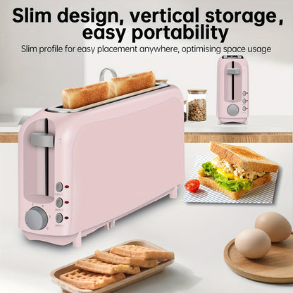 SEEDEEM 2-Slice Slim Toaster, Fits-anywhere™ Kitchenware, 6-Setting Shade Control with Cancel, Reheat & Defrost, Removable Crumb Tray, 750 Watt, White, Perfectly Designed for Toasting Bread, Waffles, or Bagels!