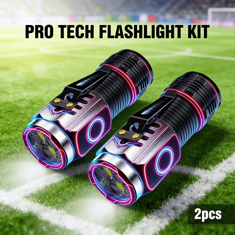 4pcs/2pcsUltra-bright Extendable Zoom Handheld Flashlight, Rechargeable, Adjustable Beam, Magnetic Attachment For Portable Work Light, Strong Light For Illumination, Multiple Modes, Suitable For Night Fishing, Camping, Etc. No Box