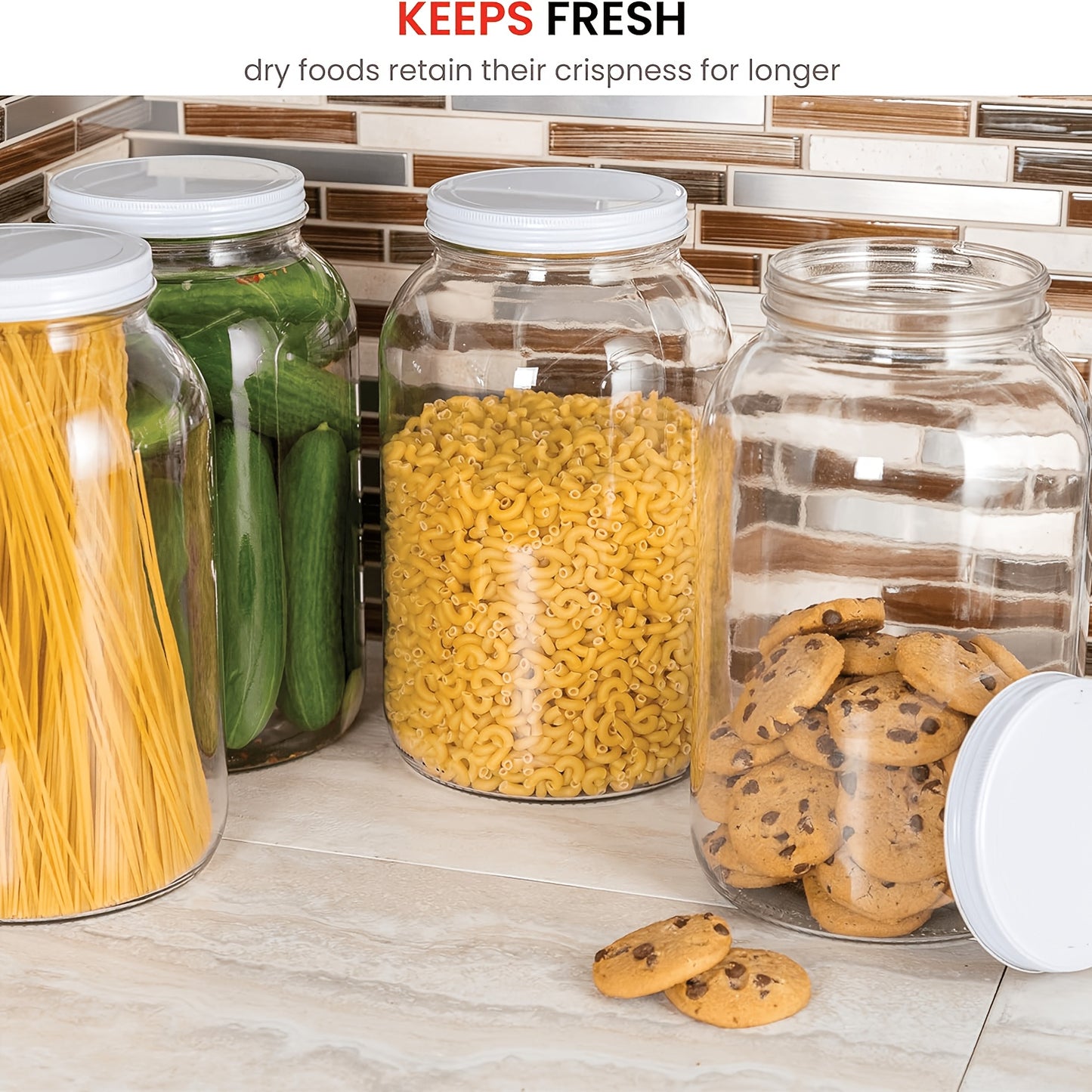 1 Gallon Wide Mouth Sealed Glass Jar - Large Glass Jar for Fermentation, Pickling, Canning, Water Glass Eggs, Flour, And Food Storage (2pcs)