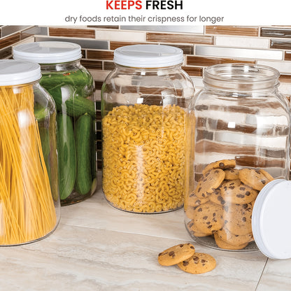 1 Gallon Wide Mouth Sealed Glass Jar - Large Glass Jar for Fermentation, Pickling, Canning, Water Glass Eggs, Flour, And Food Storage (2pcs)