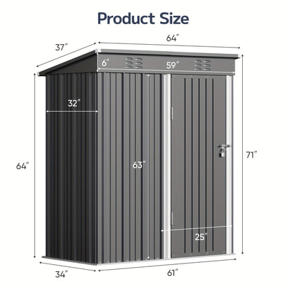 5x3ft Outdoor Storage Shed for Tool Storage And Organization, Metal Sheds for Outside, Garden