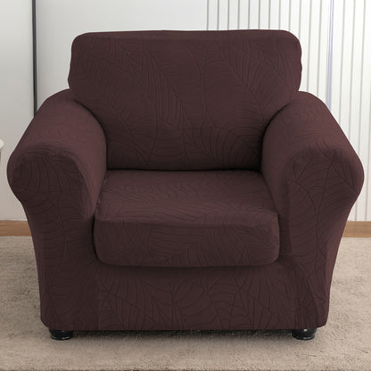 2pcs/Set Leaf Texture Jacquard Armchair Slipcover Stretch Armchair Cover with Seat Cushion Cover, Spandex Non-Slip Elastic Removable And Washable Sofa Cover Couch Slipcover for Home, Hotel, Banquet, Coffee Shop, Dining Room for Home Decor