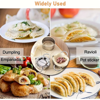 13pcs Dumpling Maker Set with Wooden Handles - Versatile Ravioli, Lasagna, And Pierogi Cutter Tools, Includes Stamp Makers, Circular Dumpling Molds, And Pastry Spoons - Ideal for Homemade Pasta And Pierogi