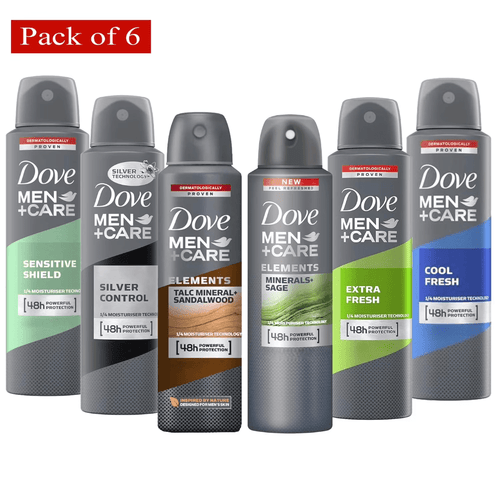 Dove Men+ Care Dry Spray Deodorant 150 mL, Each 5 Fl Oz (Pack of 6) Total 30 Fl Oz (Scents May Vary)