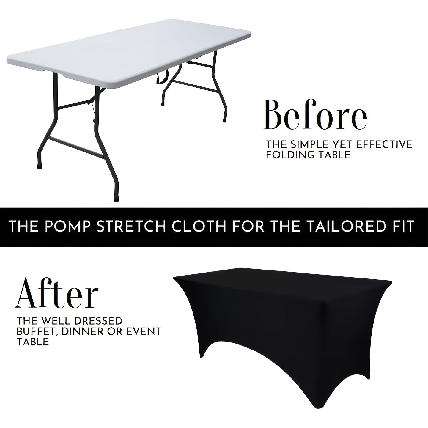 1/2/4/6/8/10pcs, 6-Foot Stretch Spandex Tablecloth, Rectangular Full-Coverage Party Tablecloth, A Must-Have Decoration for Weddings, Birthday Parties, Graduation, Bridal Showers, Trade Shows, Halloween, And Banquets
