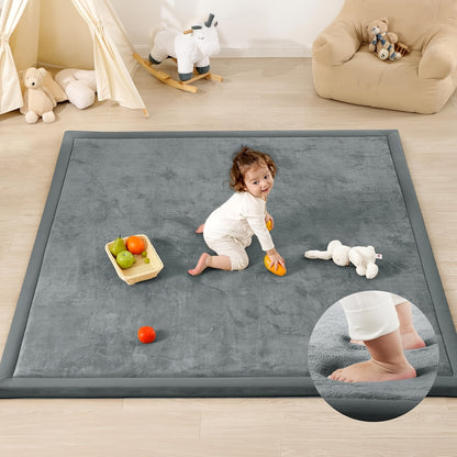1pc Japanese Tatami Mat, Coral Velvet Mellow Mat, Baby Play Mat for Floor, 1.2 Inch Thick Crawling Rugs, Padded Foam Area Mat for Kids Playroom, Playpen, Nursery, Living Room, Yoga Mat, Non-Slip Backing
