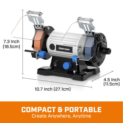 Bielmeier Bench Grinder 3", Rotary Tool with 110pcs Accessories, Bench Buffer Polisher with Long Flexible Shaft (105cm), Ideal for Wood, Jewelry, Metal, Plastic, Stone, Compact Design, Weight Only 3.97LB, Low Noise, Low Vibration, Easy to Use
