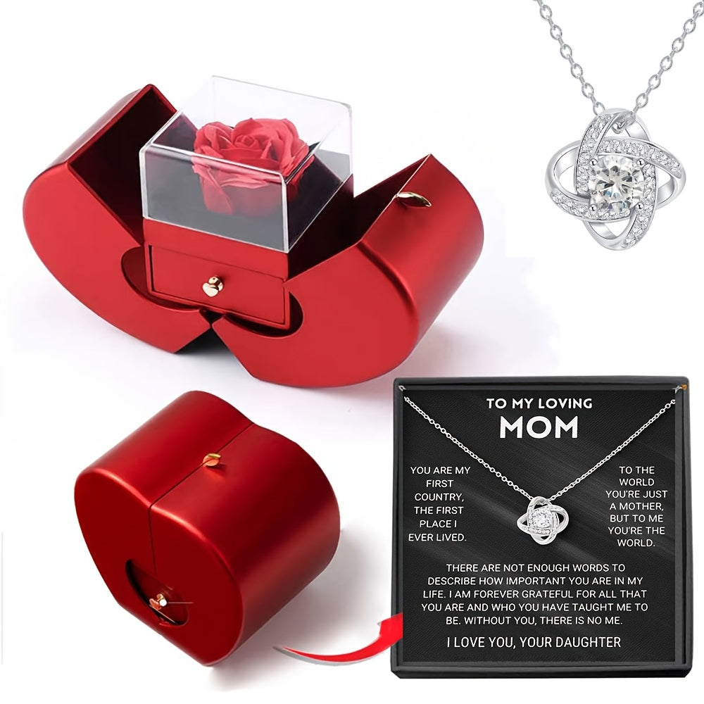 Preserved Real Cyan Rose Gift with I Love You in 100 Languages Necklace, Cute Gifts for Girlfriend, Women, Mom, Wife, Gifts Idea on Christmas, Valentine'S Day, Birthday, Mother'S Day