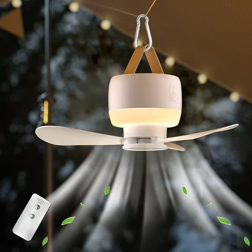 Portable USB Rechargeable Camping Fan with LED Lighting, Controllable By Remote Control, Adjustable Lighting Fan, Suitable for Outdoor Use In Tents, Detachable Blades, And Long Battery Life.camping Stuff Clearance