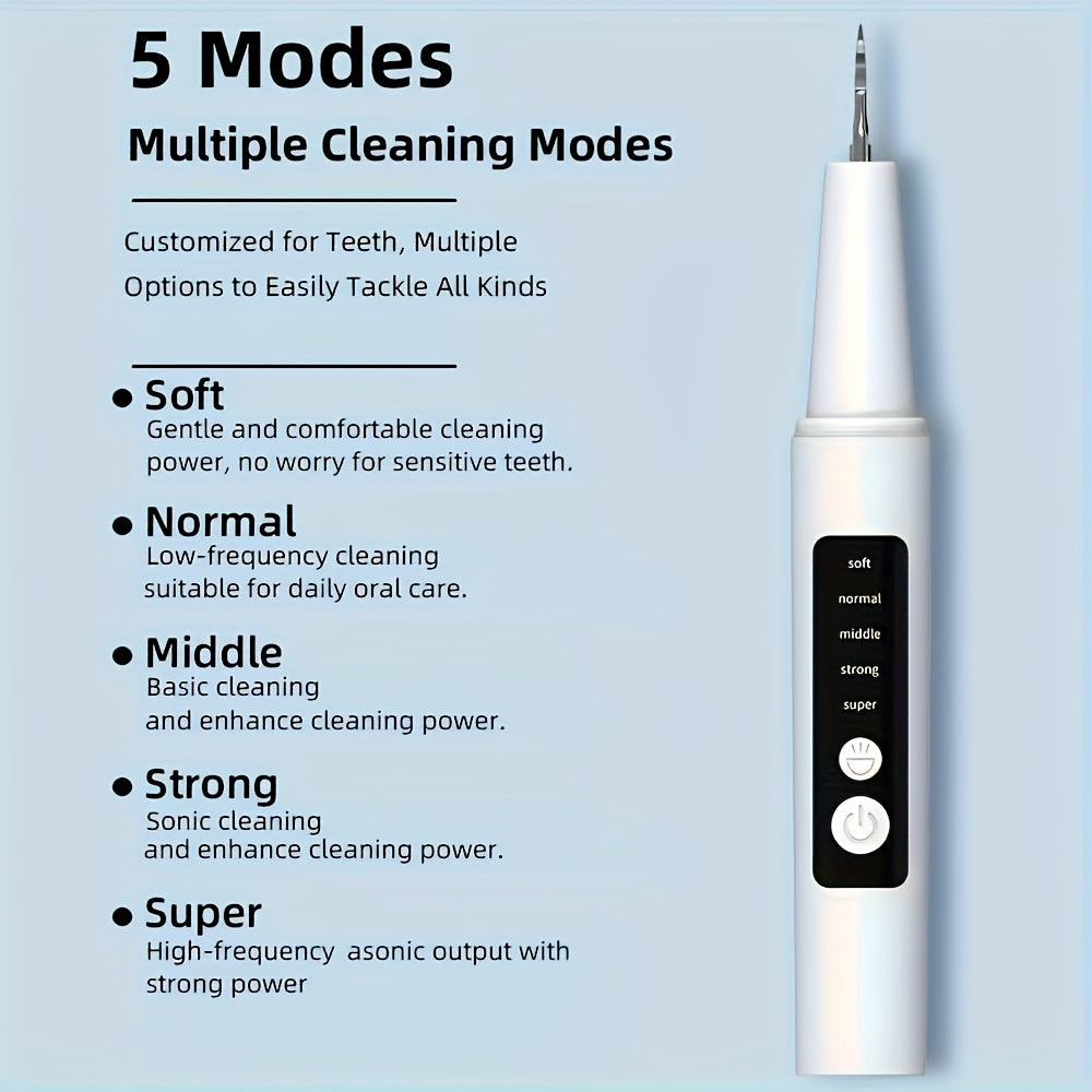 Electric Tooth Cleaner with 5 Cleaning Modes, 2 Replacement Heads & LED Light – Perfect Holiday Gift, Water Flosser Teeth Cleaner, Water Pick Replacement Tip, Mini Travel Water Flosser, Portable Water Flosser, Flosser Water Electric, Electric Toothbrush,