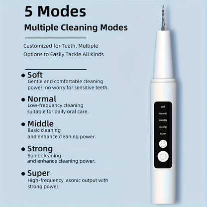 Electric Tooth Cleaner with 5 Cleaning Modes, 2 Replacement Heads & LED Light – Perfect Holiday Gift, Water Flosser Teeth Cleaner, Water Pick Replacement Tip, Mini Travel Water Flosser, Portable Water Flosser, Flosser Water Electric, Electric Toothbrush,