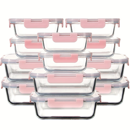 24pcs (12 Lids+12 Glass Bowl) Borosilicate Glass Food Storage Containers with Airtight Lids, Ideal for Meal Prep, Lunches - Microwave and Dishwasher Safe