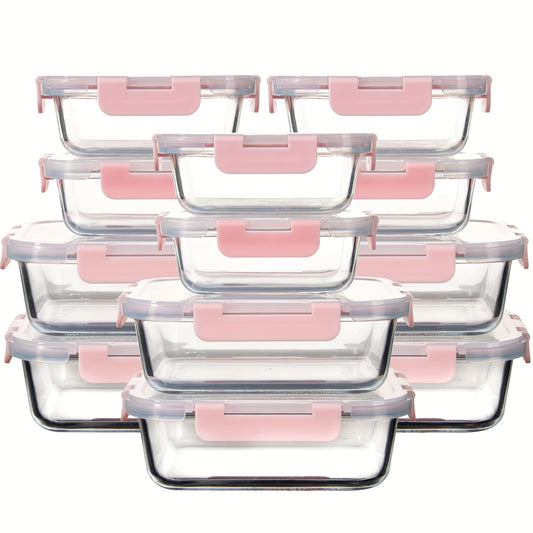 Glass Food Storage Containers with Airtight Lids - Borosilicate Glass Meal Prep Containers Set, Microwave Dishwasher Freezer Safe, BPA Free, Leak Proof Lunch Containers for Kitchen