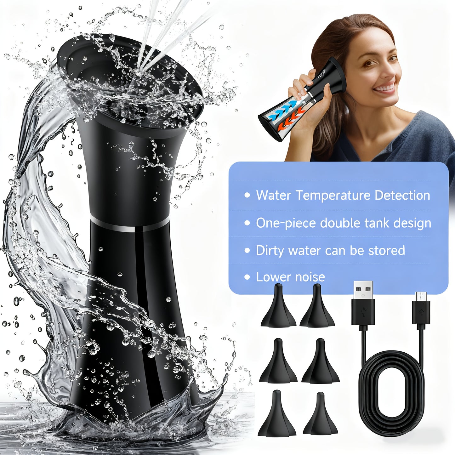 Electric Ear Wax Removal System, Water Powered Ear Cleaning Tool With Irrigation Flusher- Safe & Effective For Ear Wax Buildup Flushing And Cleaning - IPX7, Valentines Day Gifts For Friends And Family
