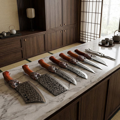 Professional Forged Stainless Steel Kitchen Knife Set, 7pcs/4pcs - Includes Boning Knife, Slicing Knife, Carving Knife, Fillet Knife, Butcher Knife, and Scissors. Suitable for Meat and Fish, Ultra-sharp and Durable Knives