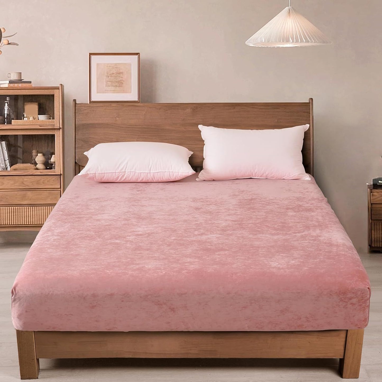 Double-Sided Velvet Sheet Set – Soft Warm Milk Velvet & Suede Fitted Sheet with Pillowcases All Seasons Twin Full Queen King
