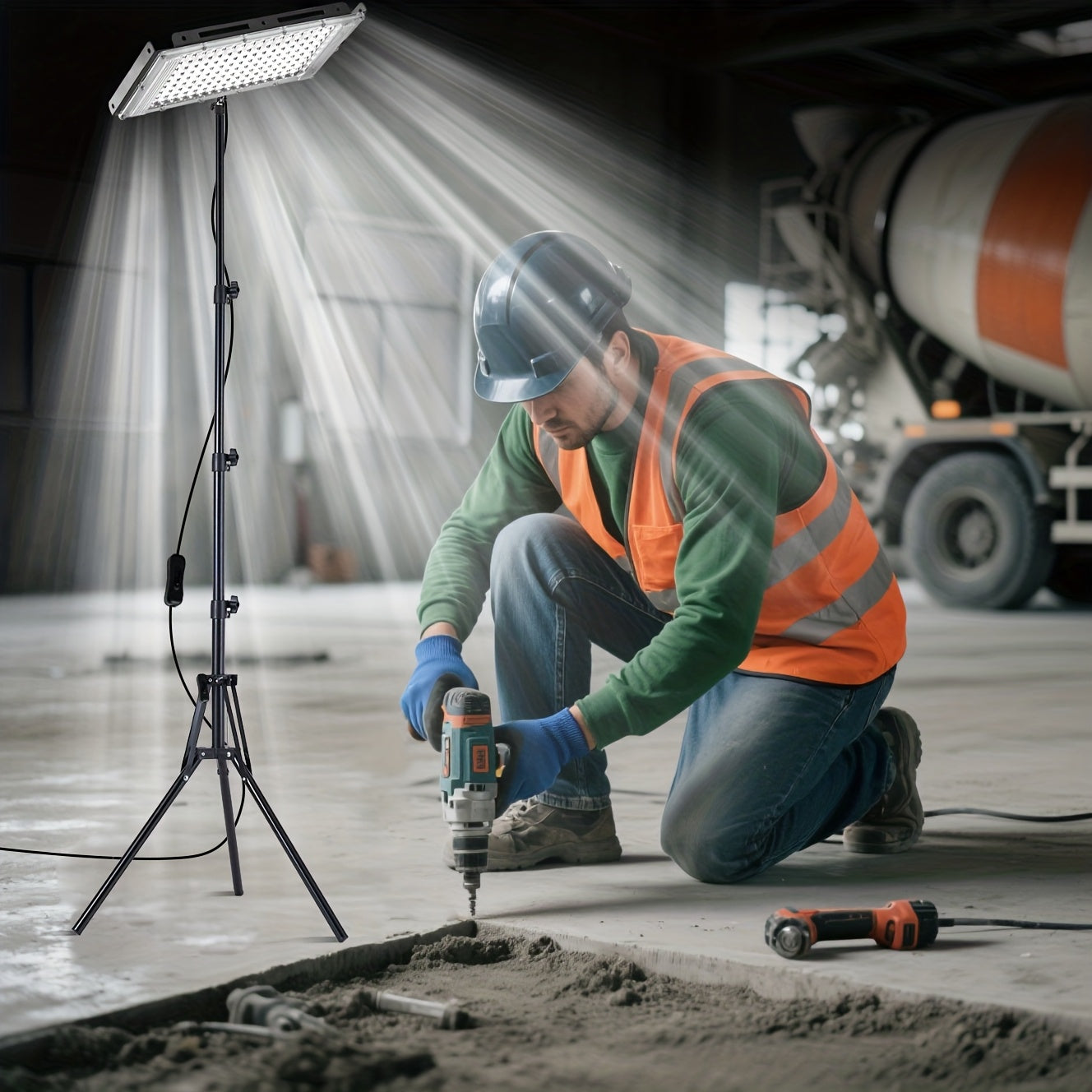 Construction Site Lighting, Large Illumination Range, Very Bright 6000K, DC 5V, USB Plug, with Bracket, Freely Adjust The Height And Angle Of The Lamp Body, Suitable for Lighting In Construction Sites, Offices, Workshops, Barns, Markets, Etc