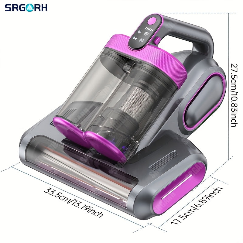 3-minute Fast Charging Cordless Mattress Vacuum Cleaner, 16Kpa Suction Power, 253.7nm UV Light And 80, 000 RPM Sonic Technology, Portable Double Cup Handheld USB Rechargeable, Suitable for Beds, Fabric Sofas, Carpets, Mother's Day Gift