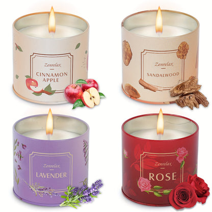 30oz Scented Candle Set for Women - Rose, Sandalwood, Cinnamon, Apple & Lavender Fragrances in Metal Jar - Perfect Christmas, Valentine's Day & Birthday Gift Seasonal Holiday Decorations for Halloween