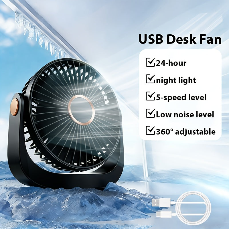 Portable Air Conditioner Fan - USB Rechargeable Fan, 5 Speed High Speed Turbo Strong Fan, Adjustable Hanging Vertical Fan, Strong Wind Speed, Fast Cooling Refreshing, Wall Mounted Desktop Ceiling Fan, Suitable for Home, Office, Outdoor Camping Use