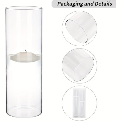 TOMNK 12/24pcs Glass Cylinder Vase 4, 6.8, 9, 12 Inch Glass Candle Holder Clear Vases for Centerpieces Tall Flower Vase for Wedding Home Decor Party 4 Different Sizes, Suitable for DIY Candle Making