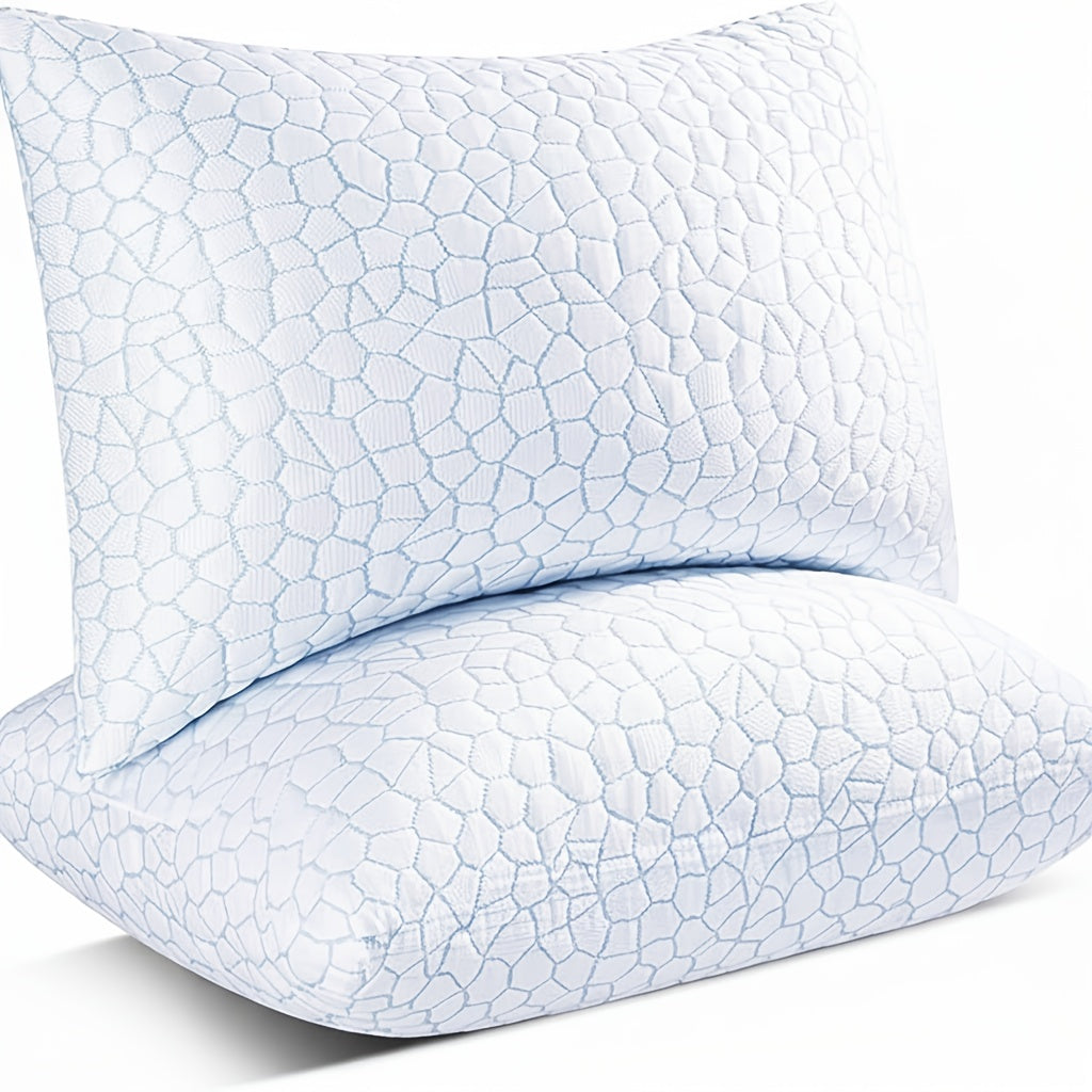 2-Pack Hotel Quality Non-Collapsing Down Alternative Cooling Pillows | King Size, Polyester and Viscose Cover, Memory Foam Filling, Machine Washable