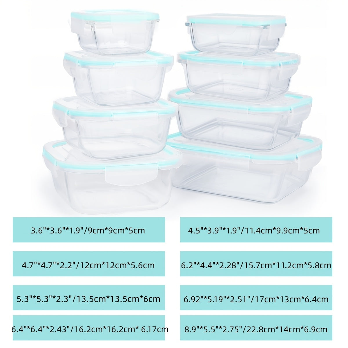 16pcs Glass Food Storage Containers - 8 Glass Bowls + 8 Lids, Glass Bowls with Sealed Lids, BPA Free, Meal Prep Containers, Bento Boxes, Lunch, Dishwasher, Microwave, Refrigerator Safe Glass Food Storage Containers, Food Service Delivery Boxes