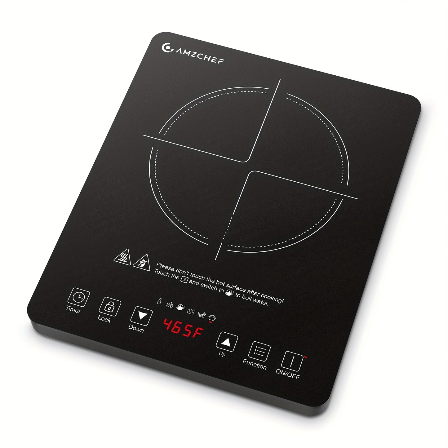 Induction Cooktop 1800W Single Burner Countertop Induction Cooker with Touch Control Timer & Overheat Protection - Portable Electric Stove Glass Surface Multi-Level Heat Settings for Home Kitchen & Dorm