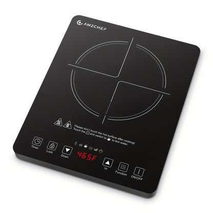 Induction Cooktop 1800W Single Burner Countertop Induction Cooker with Touch Control Timer & Overheat Protection - Portable Electric Stove Glass Surface Multi-Level Heat Settings for Home Kitchen & Dorm