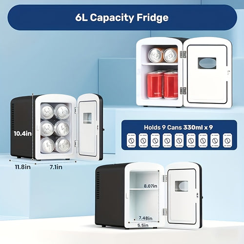 9 Can Mini Observation, Portable Cooler & Warmer, Compact Fridge for Skincare, Beverage, 1.59gal with Window, 1.59gal Compact Mini Fridge: Cooling & Heating Function for Versatile Use And with Cooling And Heating Capabilities - Ideal for Any Space