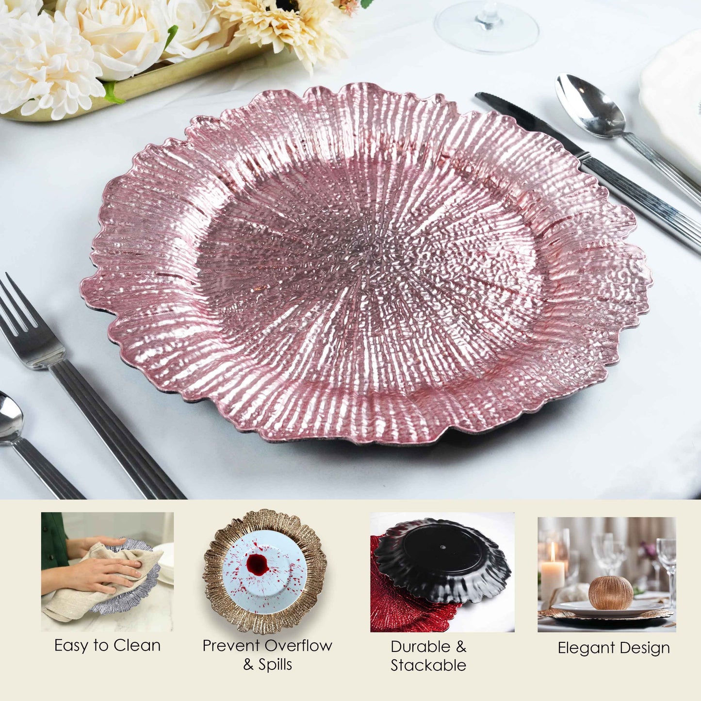 24pcs 13" Charger plate, Floral Reef Charger for dinning plates, Table setting and Wedding party table decor.